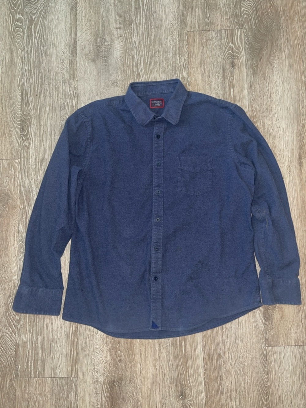 UNTUCKit Men's Navy blue flannel Button-Down Long Sleeve Shirt 100% cotton xl